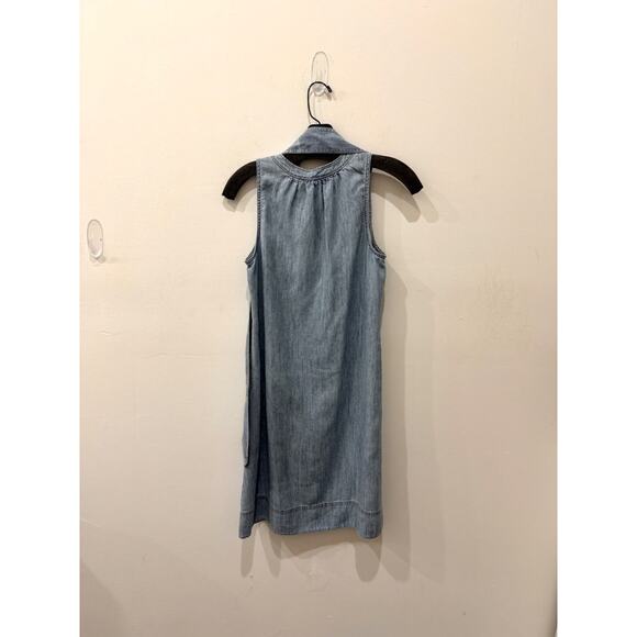 Trina Turk Anemones Chambray Self Tie Waist A-Line Mini Dress Blue Womens Sze XS - Picture 3 of 5